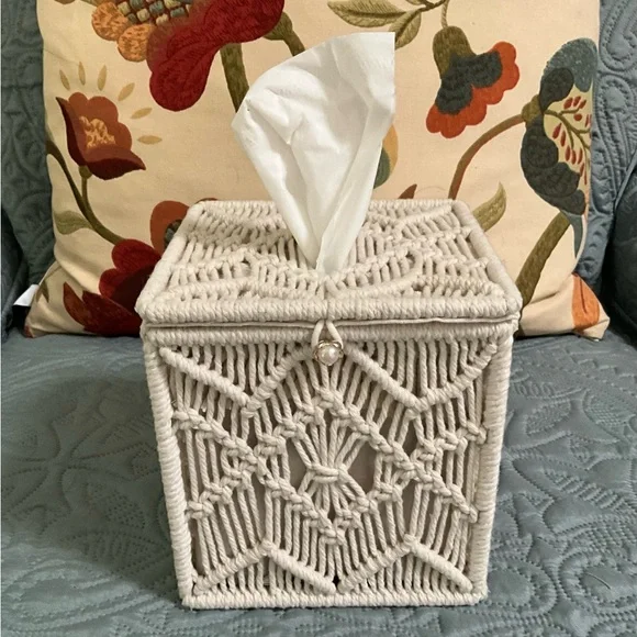 Macrame Tissue Box Cover from “Etsy” - Picture 1 of 3